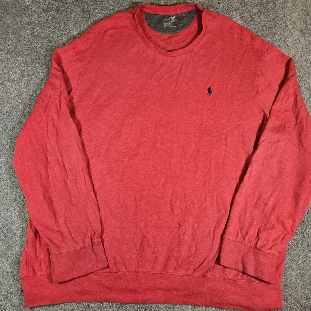 Polo Ralph Lauren Performance Sweatshirt Mens 2XL Red Crewneck Logo Preppy